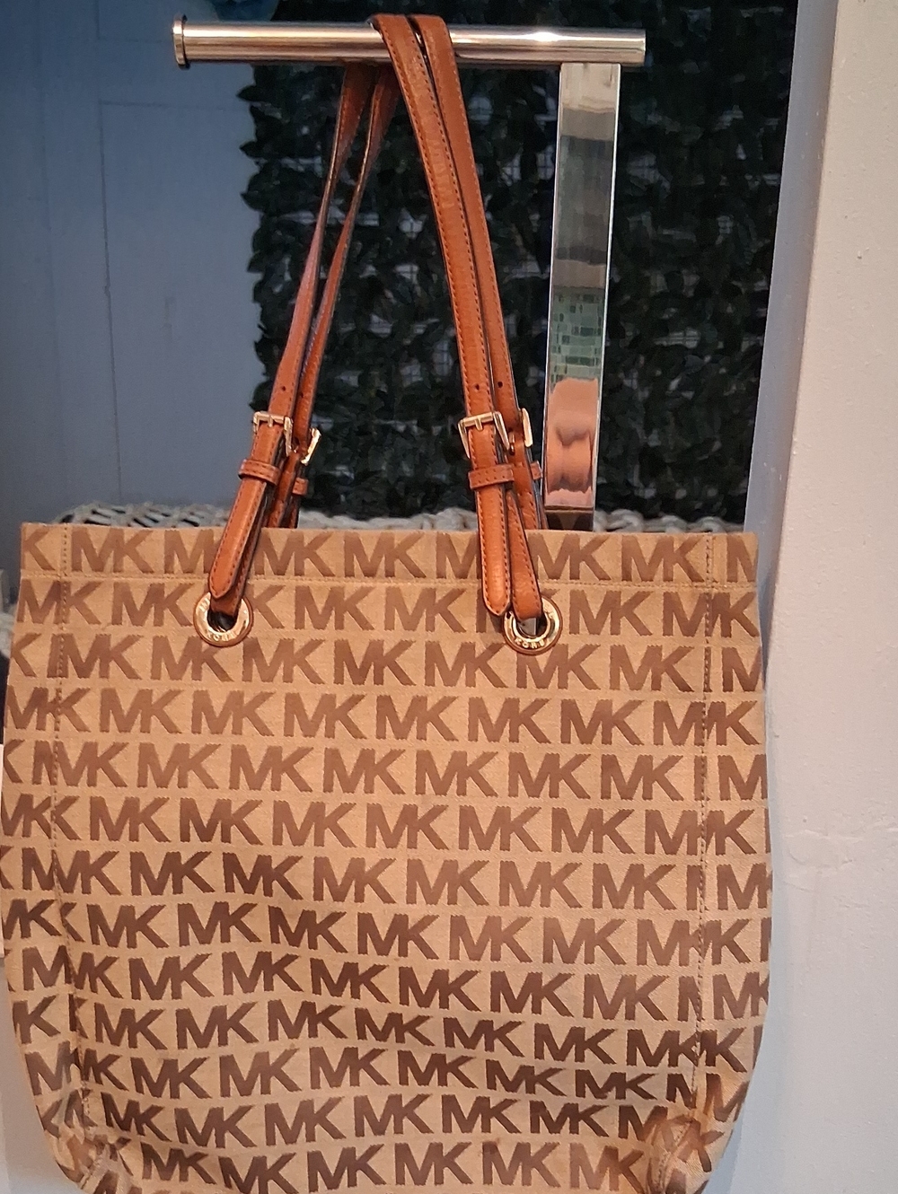 Michael Kors Brown Tan MK Logo Tote